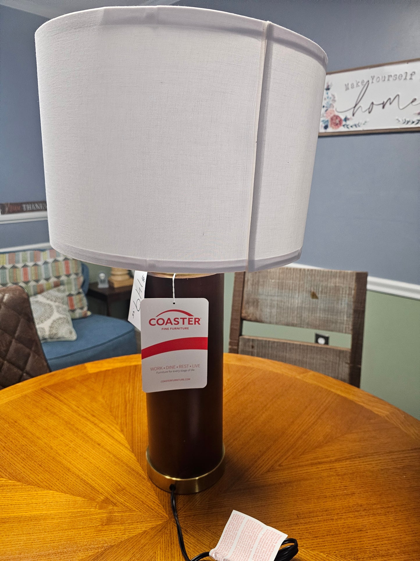 Aziel 28-inch Drum Shade Wood Frame Table Lamp Cappuccino