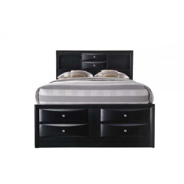 Ireland Queen Bed with Storage Black Finish