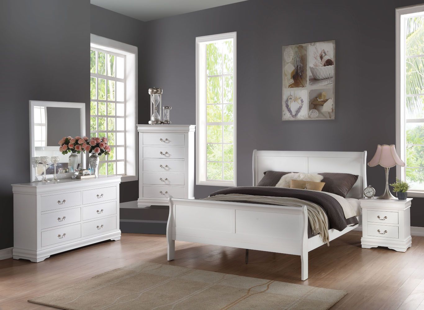 5 Piece Louis Philippe Queen Bed Bedroom Set