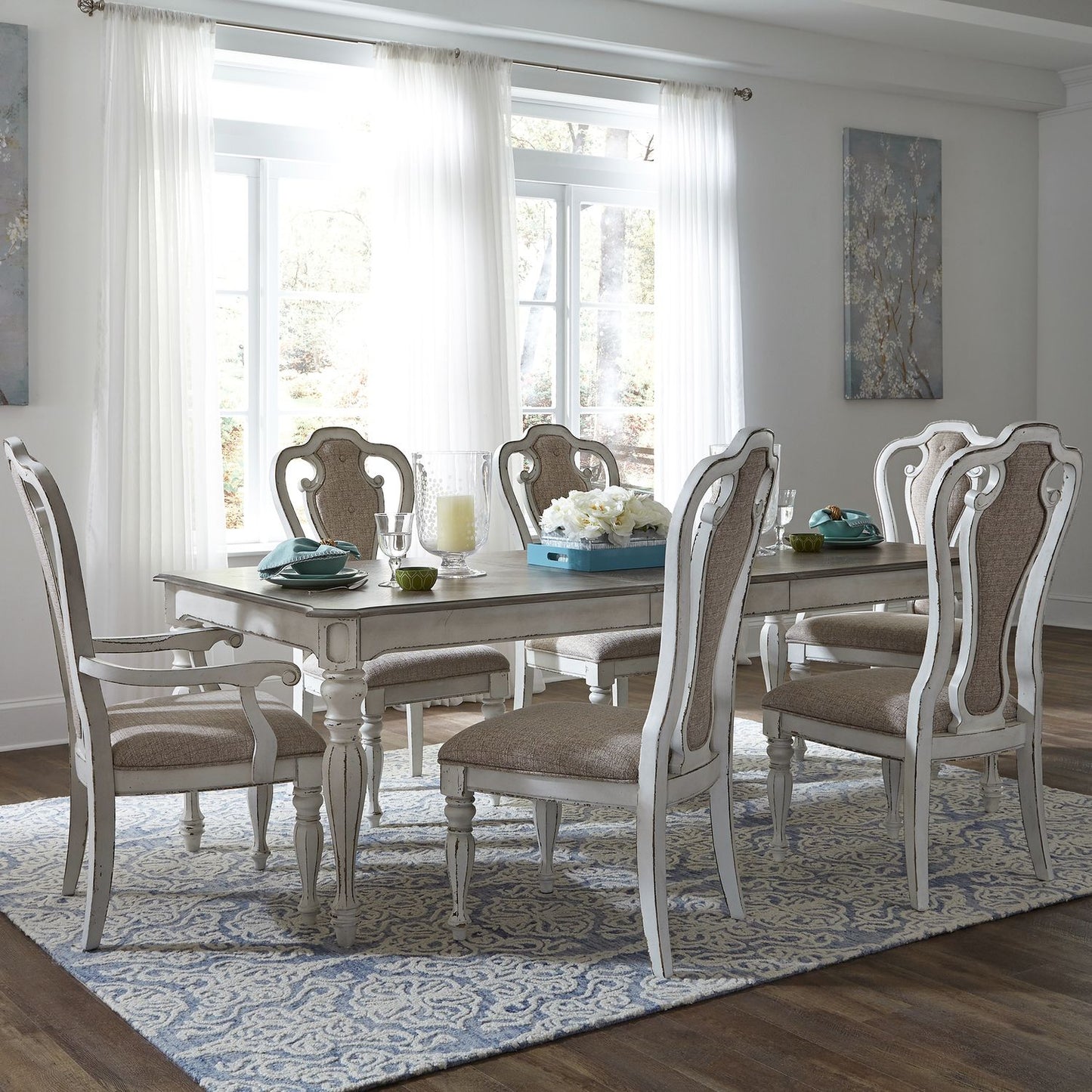 Magnolia Manor - 7 Piece Rectangular Table Set (244-DR-7RLS)