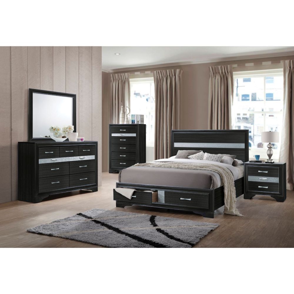 Naima Eastern King Bed Black Finish