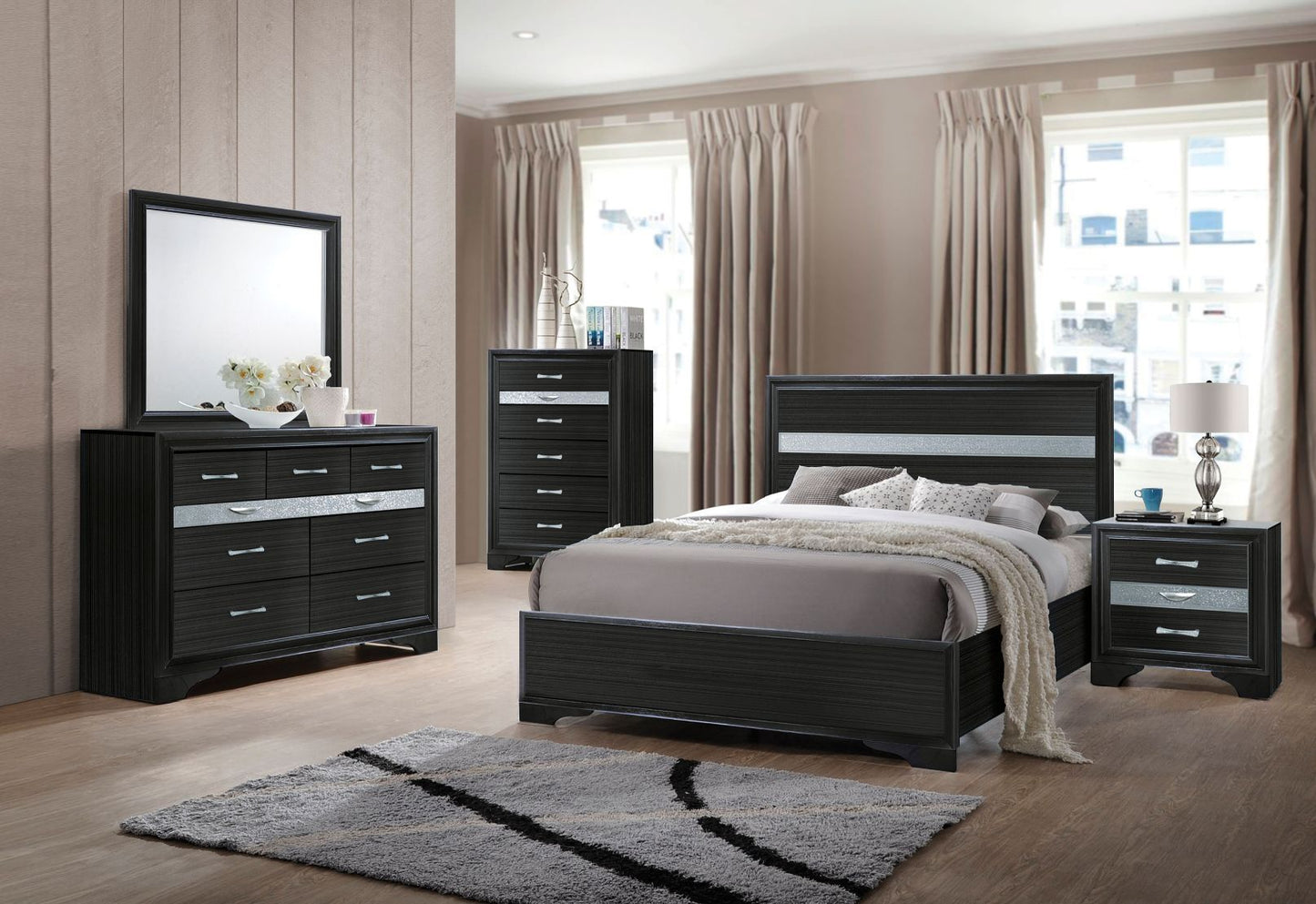 Naima Twin Bed Black Finish