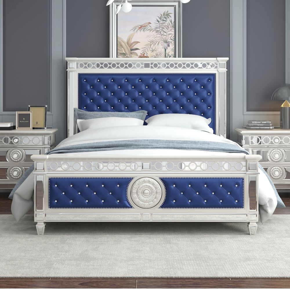 Varian Eastern King Bed Blue Velvet