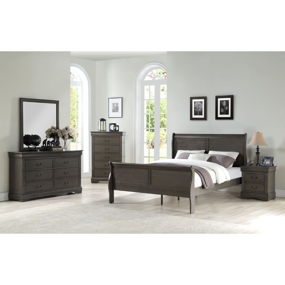 Louis Philippe Queen Bed Dark Gray