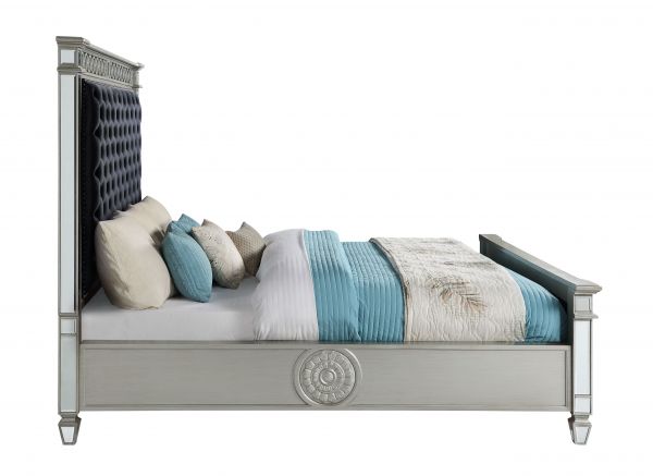 Varian Queen Bed Black Velvet