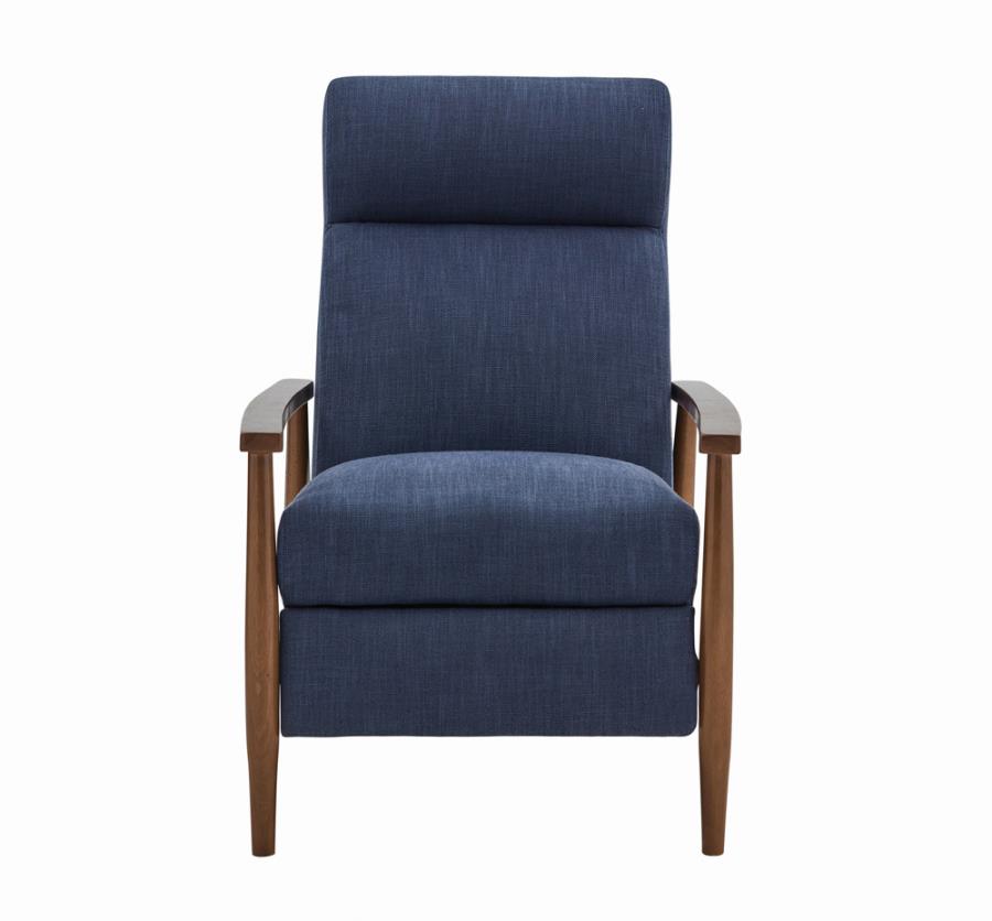 Kaylie Upholstered Push-Back Recliner Navy Blue
