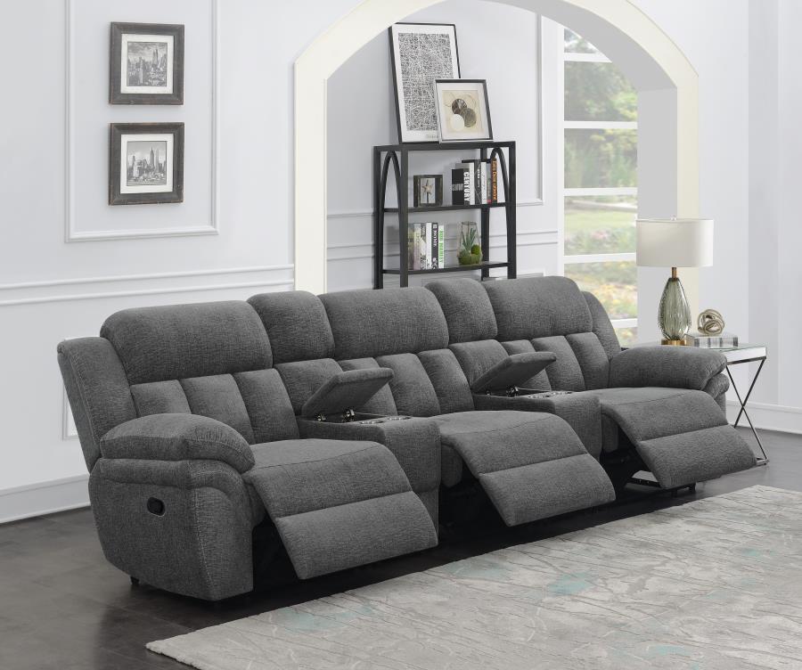 Bahrain Charcoal Reclining 3 Seater Home Theater