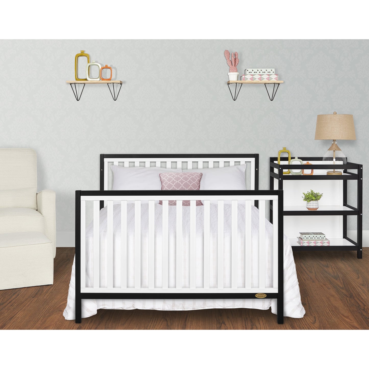 Milo 5 in 1 Convertible Crib and Changing Table - Black & White