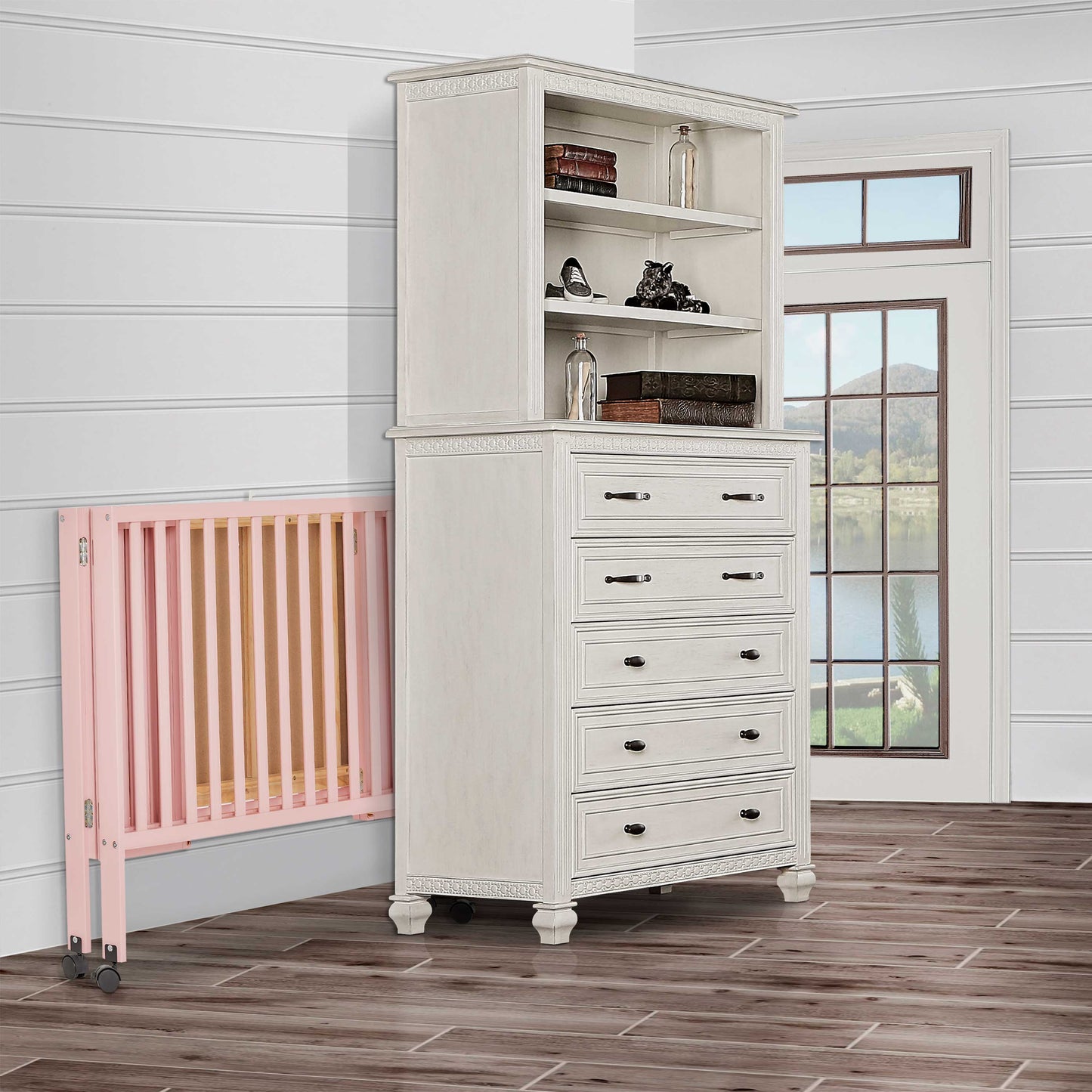 Quinn Full Size Folding Crib - Blush Pink