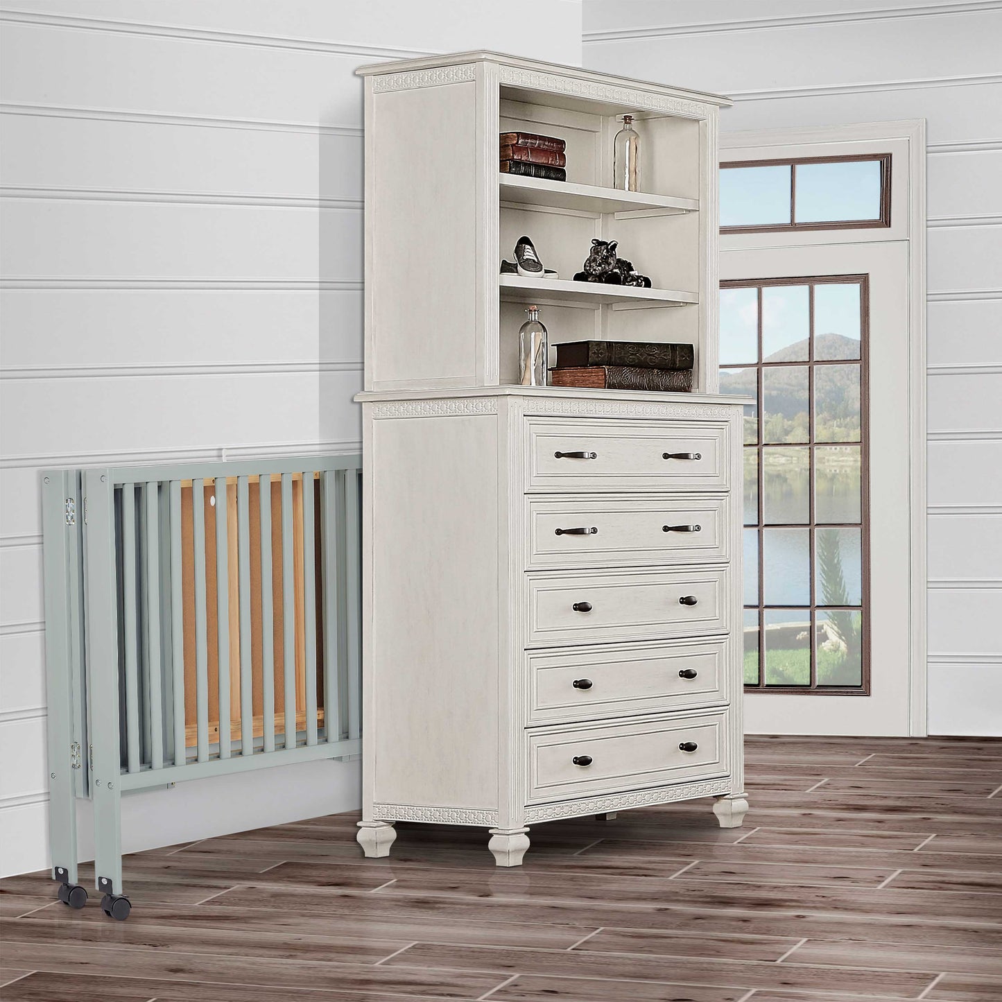 Quinn Full Size Folding Crib - Cool Grey