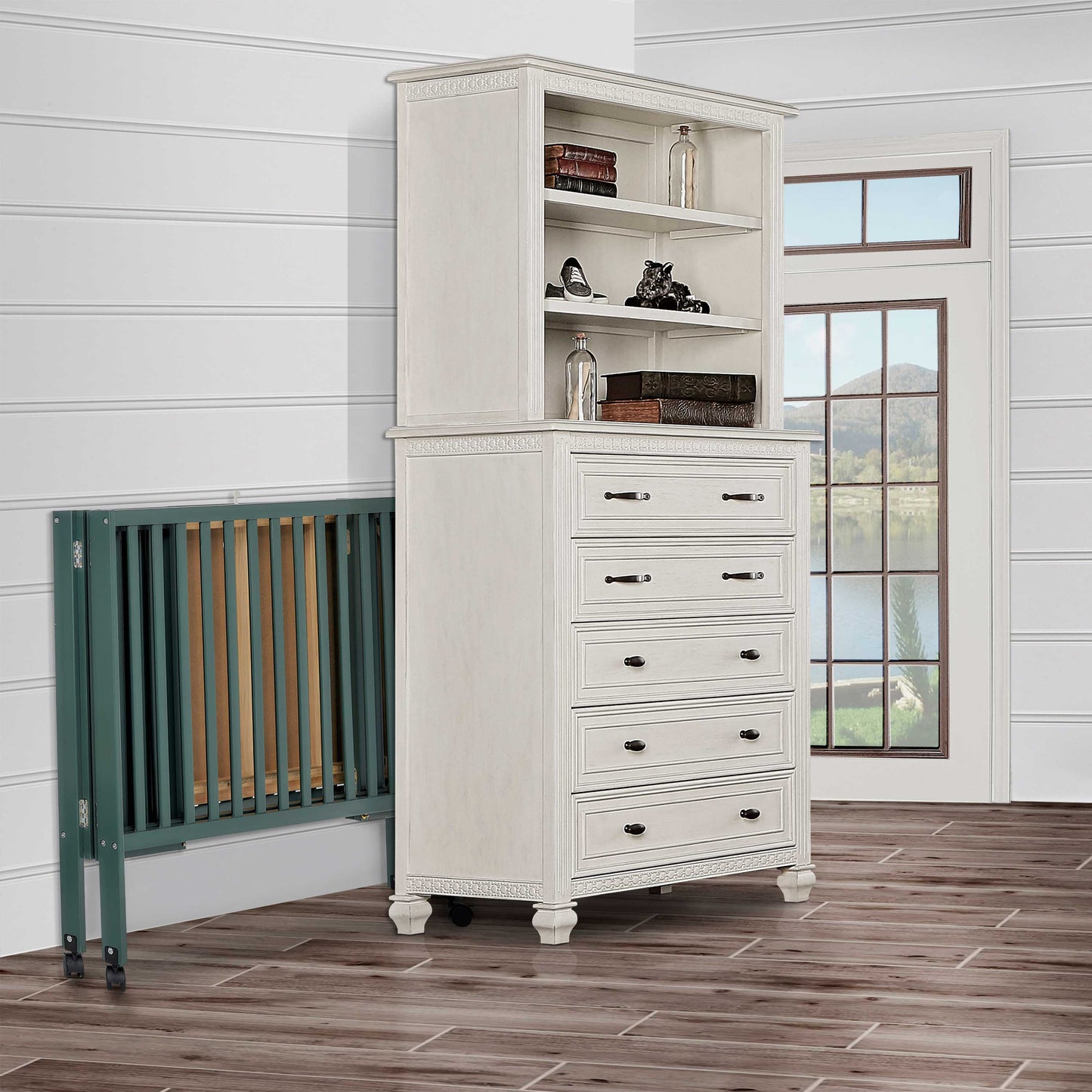 Quinn Full Size Folding Crib - Olive