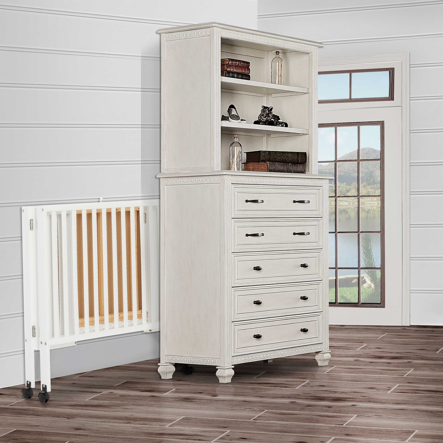 Quinn Full Size Folding Crib - White