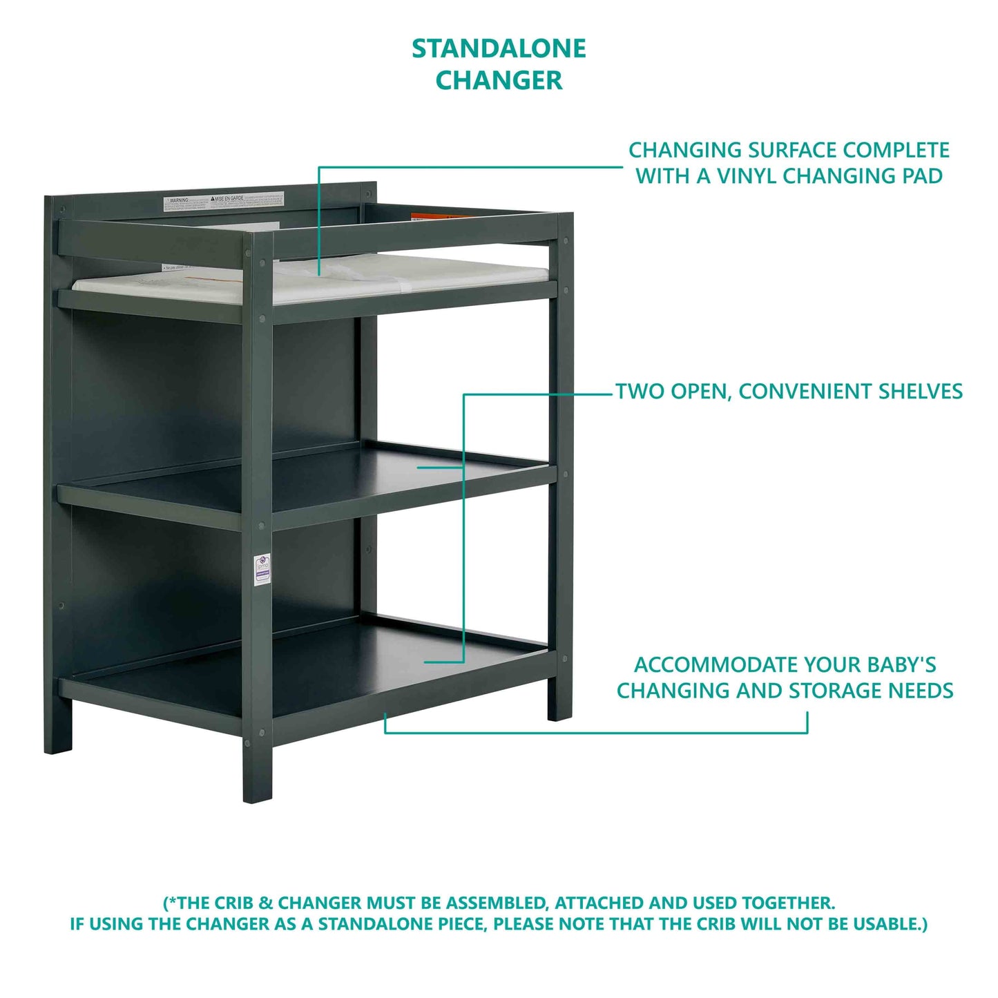 Synergy 3 in 1 Convertible Crib and Changer - Olive