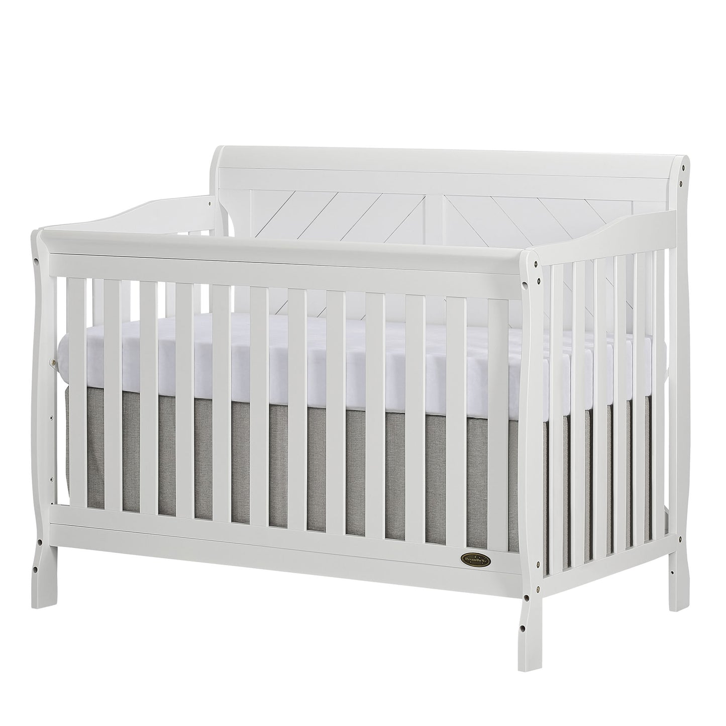 **Ashton Full Panel 5 in 1 Convertible Crib - White**
