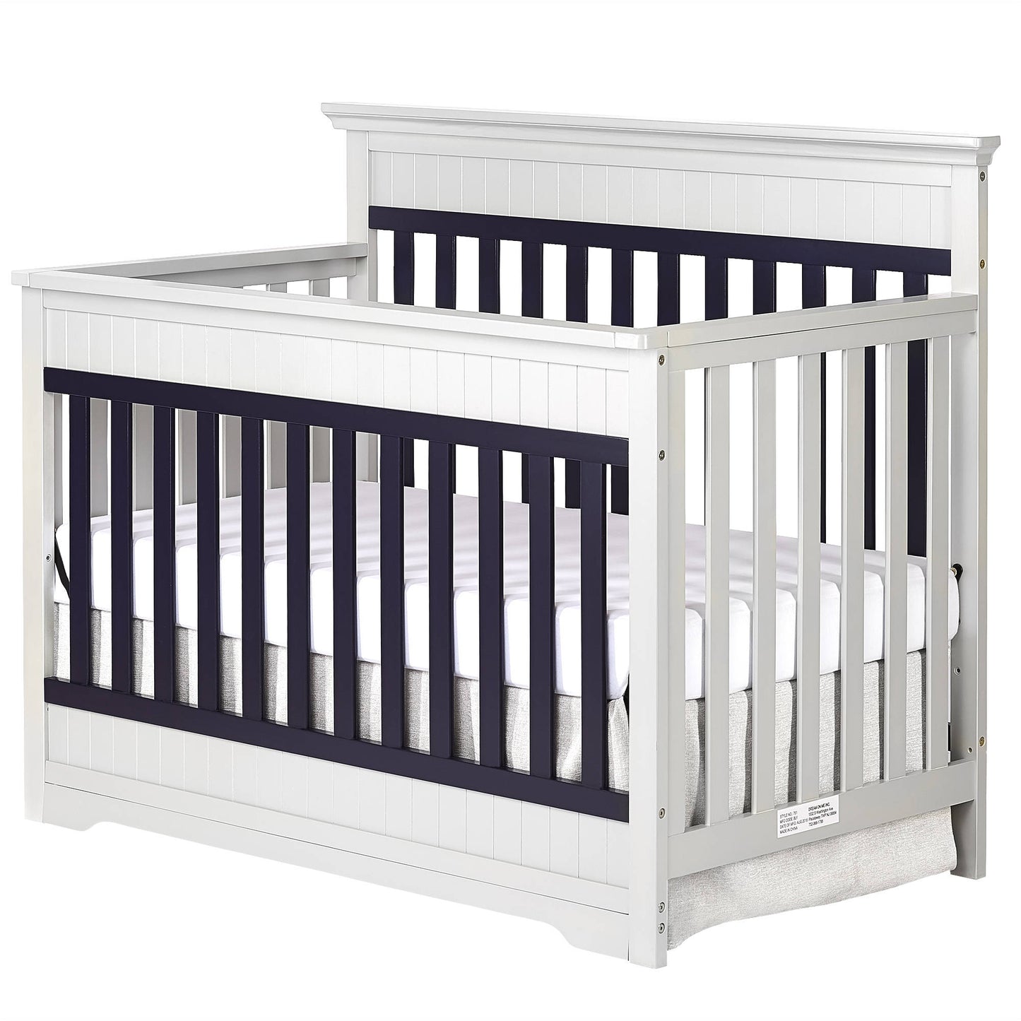 **Chesapeake 5 in 1 Convertible Crib - Platinum and Navy**