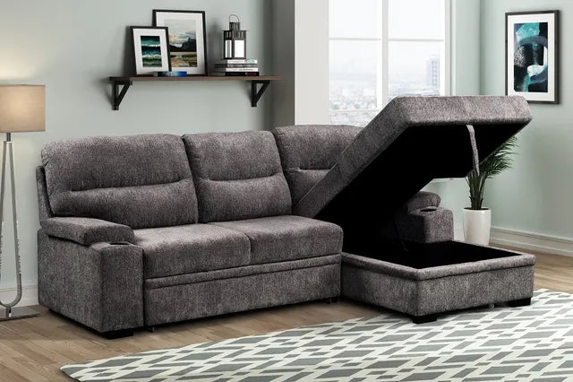 Cyril Sectional with pullout bed and storage chaise