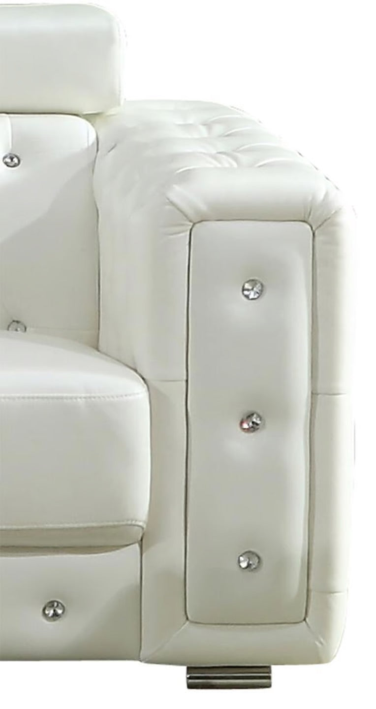 Charlise Series White Faux Leather Sofa Set 3 Piece Set