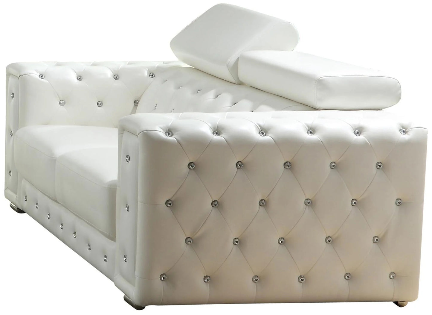 Charlise Series White Faux Leather Sofa Set 3 Piece Set