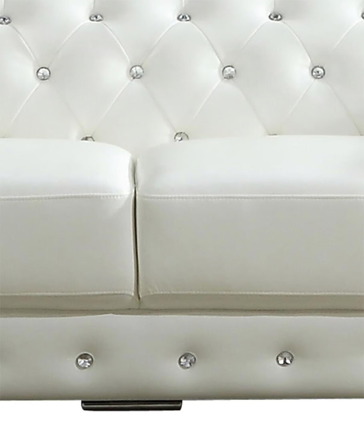 Charlise Series White Faux Leather Sofa Set 3 Piece Set