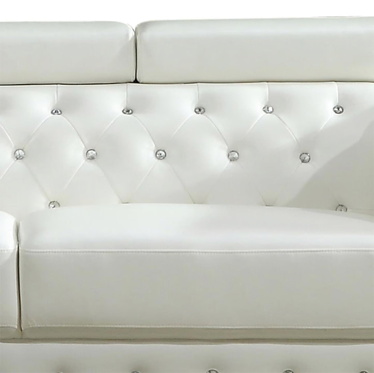 Charlise Series White Faux Leather Loveseat and Sofa Set