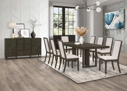 Kelly 9-piece Rectangular Dining Table Set Beige and Dark Grey