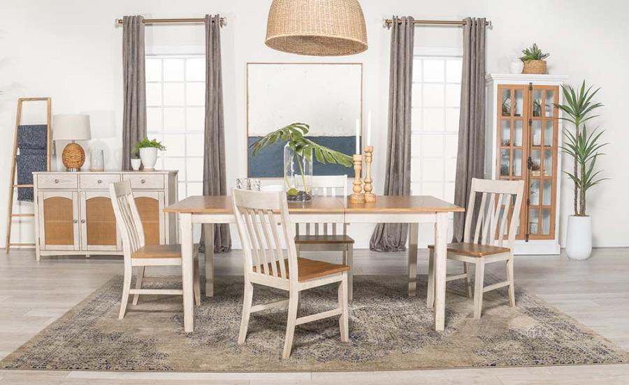 Kirby 7-piece Dining Set Natural and Rustic Off White