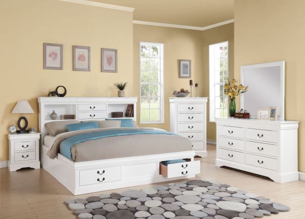 5 Piece Louis Philippe III Queen Bed with Storage Bedroom Set