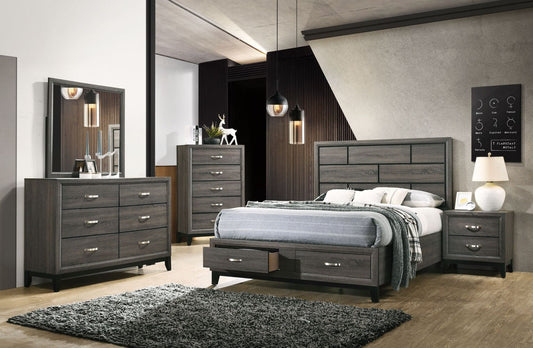 Valdemar 5 Piece Queen Bedroom Set in Weathered Grey