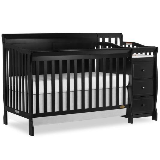 5 in 1 Brody Full Panel Convertible Crib with Changer - Black