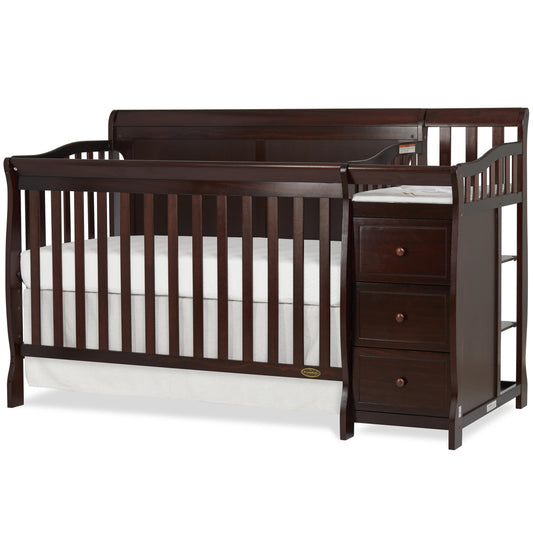5 in 1 Brody Full Panel Convertible Crib with Changer - Espresso
