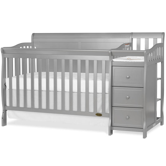 5 in 1 Brody Full Panel Convertible Crib with Changer - Pebble Grey