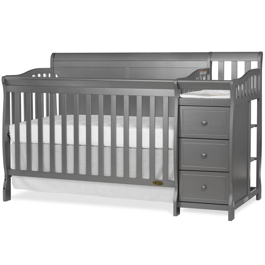 5 in 1 Brody Full Panel Convertible Crib with Changer - Steel Grey