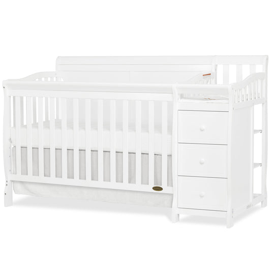 5 in 1 Brody Full Panel Convertible Crib with Changer - White