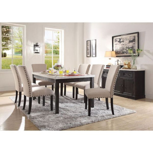 Nolan Marble Dining Table with 6 Chairs (Rectangle)