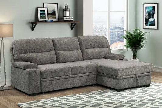 Cyril Sectional with pullout bed and storage chaise