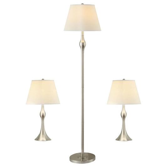 GRIFFIN 3-PIECE FLOOR AND TABLE LAMP SET BRUSHED NICKEL