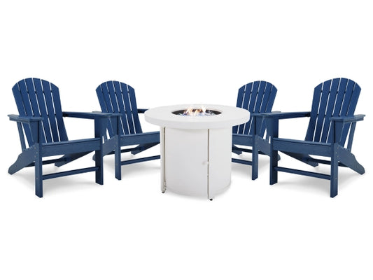 Sundown Treasure Outdoor Fire Pit Table and 4 Chairs (Blue)