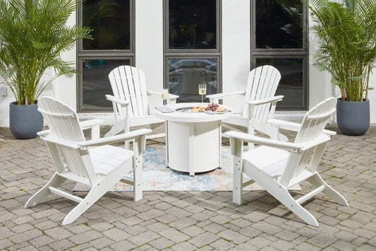 Sundown Treasure Outdoor Fire Pit Table and 4 Chairs (White)