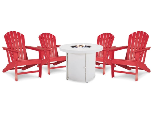 Sundown Treasure Outdoor Fire Pit Table and 4 Chairs (Red)