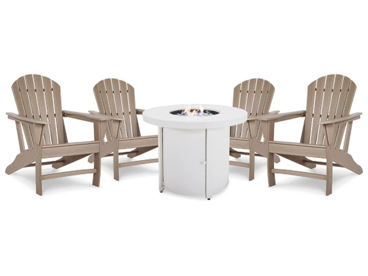 Sundown Treasure Outdoor Fire Pit Table and 4 Chairs (Driftwood)
