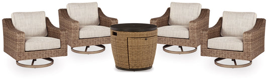 Malayah Outdoor Fire Pit Table and 4 Chairs