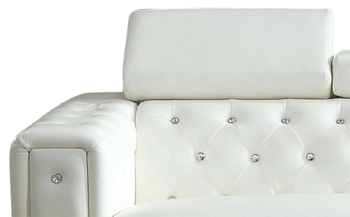 Charlise Series White Faux Leather Sofa Set 3 Piece Set